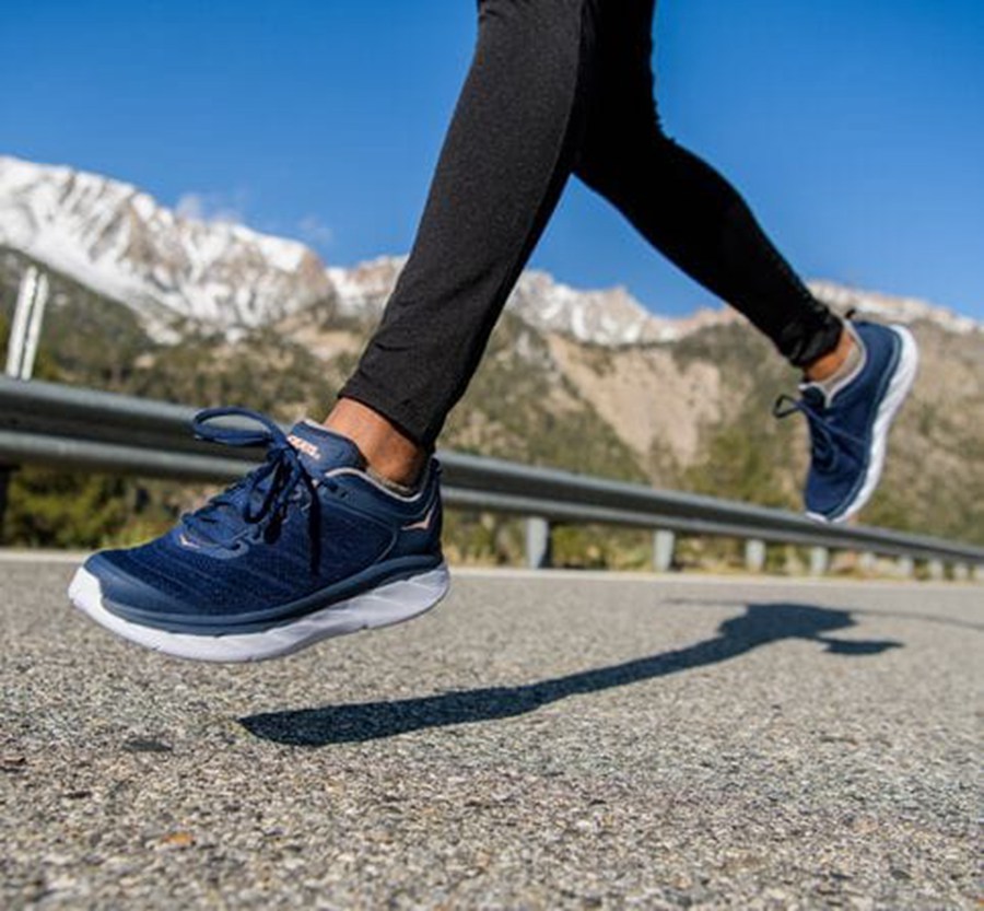 Hoka One One Womens Running Shoes - Akasa - Blue/White - CUDR42183